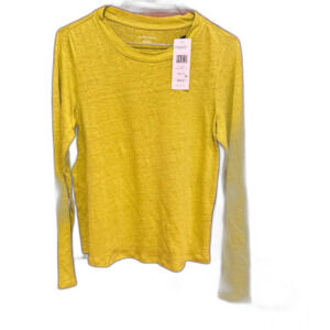 NWT Eileen fisher Women's citron Green Shirt longsleeve crew neck size XXS